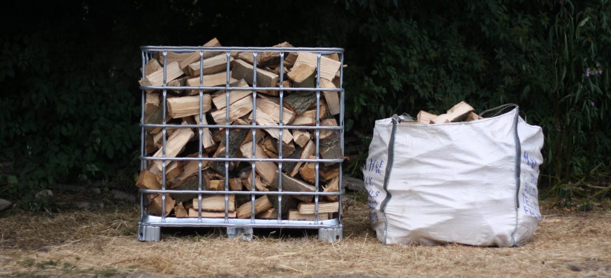Logs and firewood in an IBC than a builders bag